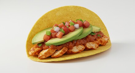 Taco poulet savoureux lumi�re douce avocat frais. AI Generated