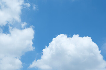 ふわふわした薄い雲と夏のようなさわやかな青空　風に流れる雲と美しい天気