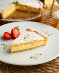 Nonna's Tart. Italian shortcrust pastry tart filled with lemon cream. Traditional recipe from the Italian nonna.