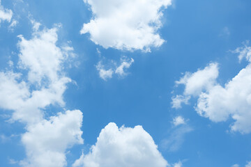 ふわふわした薄い雲と夏のようなさわやかな青空　風に流れる雲と美しい天気