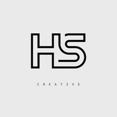 HS Creative Letter Logo – Minimal Line Monogram in Black Outline for Modern Branding Identity Design.