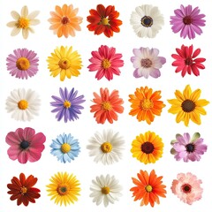 Colorful flower collection, top view