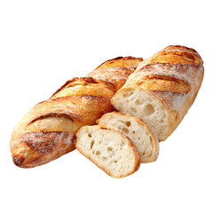 Naklejka premium Sliced baguette on transparent background