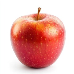 Single, ripe red apple with a stem