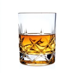 Glass of amber liquor in a cut-glass tumbler