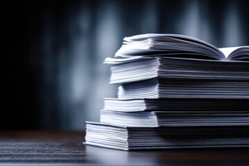 Scientific Journals. Business Education Article Cover Closeup of Books Heap