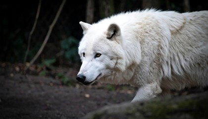 Majestic Arctic Wolf in Forest Setting