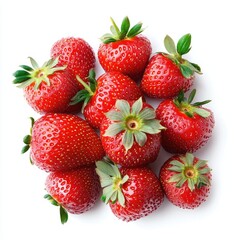 Fresh, vibrant strawberries clustered on a white background
