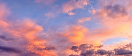 Obraz premium The Colorful Sunset Sky Painted with Beautiful Clouds and Serene Colors