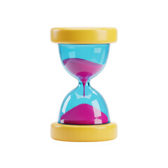 3d colorful hourglass isolated on transparent background