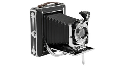 Isolated vintage folding camera