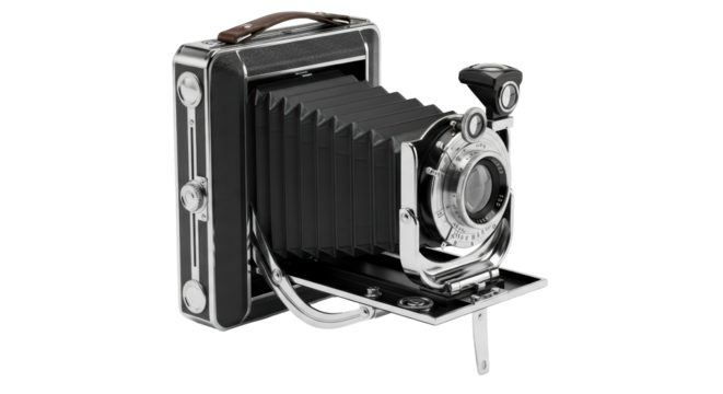 Isolated vintage folding camera
