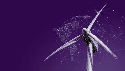 Wind turbine with global network graphic