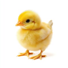 Obraz premium Yellow chick against white background