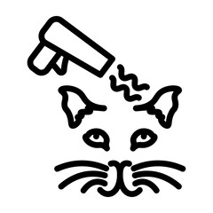 Cat Dryer Vector Line Icon Design