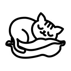 Cat Pillow Vector Line Icon Design