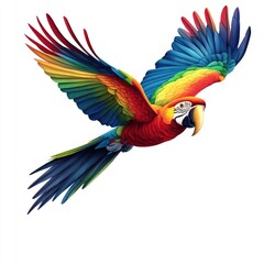 Fototapeta premium Vibrant colorful parrot in flight, detailed wings and body