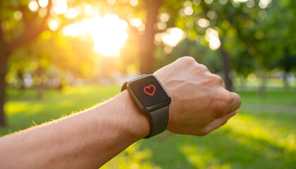 Checking Smartwatch While Exercising in Park