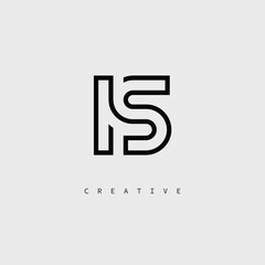 IS Creative Letter Logo – Minimal Line Monogram in Black Outline for Modern Branding Identity Design.
