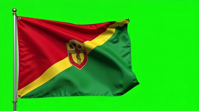 Dynamic Bolivian Pando department flag waving proudly against vibrant green screen backdrop video