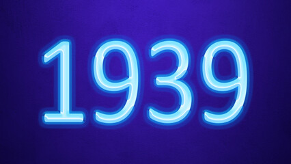 Glowing blue number design of 1939 on blue background.