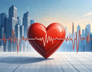 Background with red ECG (heart rate) lines on a white gradient. Suitable for medical designs, World Heart Day posters, or health campaigns.