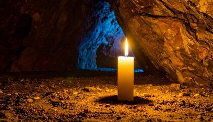 Candle in a dark cave