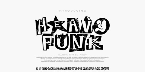 Original Fonts Display Punk typography vector alphabet , Type set for grunge font flyers and posters or ransom note 
style .design for streetwear,Y2k ,fashion,music,brand.
clothing,apparel