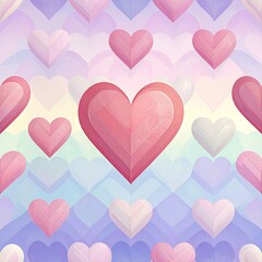 A seamless background pattern featuring red and pink hearts over pastel shades. Perfect for awareness designs, health posters, and World Heart Day decorations.