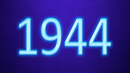Glowing blue number design of 1944 on blue background.