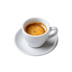 Aromatic Espresso in a White Cup and Saucer