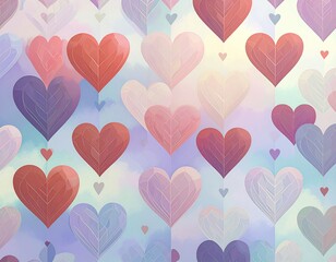A seamless background pattern featuring red and pink hearts over pastel shades. Perfect for awareness designs, health posters, and World Heart Day decorations.