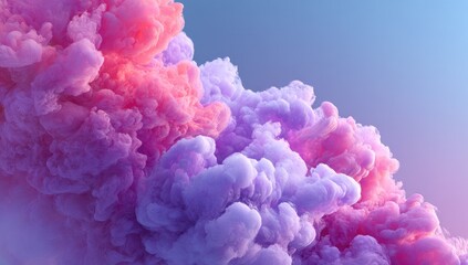 Obraz premium Abstract swirls of vibrant pink and lavender smoke against a soft pastel sky