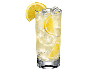 Refreshing lemon ice drink in tall glass summer beverage, Isolated On Transparent Background