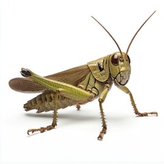 Close-up of a light brown grasshopper