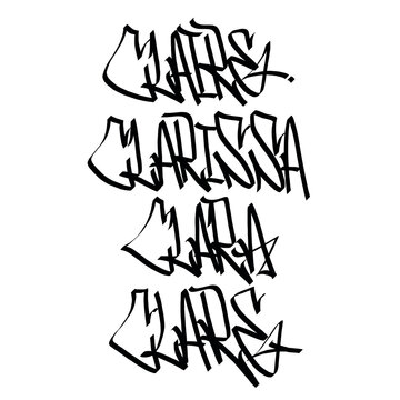 Claire clarissa clara clare holy name list meaning baptism bible christian religius graffiti handstyle lettering tags black and white logo