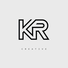 KR Creative Letter Logo &ndash; Minimal Line Monogram in Black Outline for Modern Branding Identity Design.