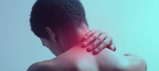 The person experiencing neck pain and seeking relaxation through gentle touch