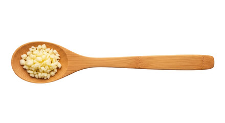 Isolated Minced Garlic on Wooden Spoon