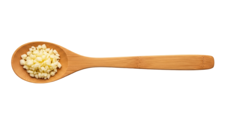 Isolated Minced Garlic on Wooden Spoon