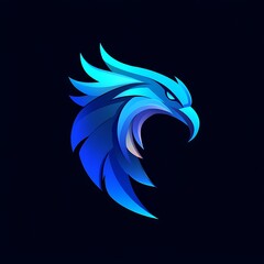 Modern abstract blue eagle head logo design concept high resolution picture