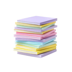 Stack of Pastel Colored Books Isolated on White Background