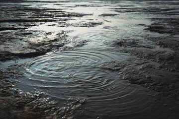 Rippled water pools on mud flats