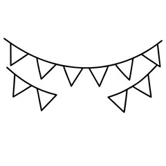 Flags Garland Outline Drawing Printable Coloring Sheet
