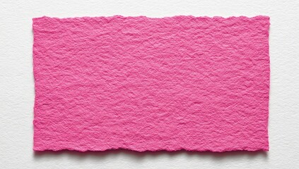 Rectangular, vibrant pink paper fragment with irregular edges