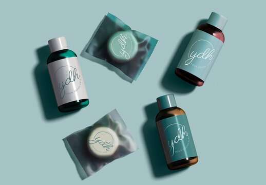 Hotel Bathroom Amenities Mockup