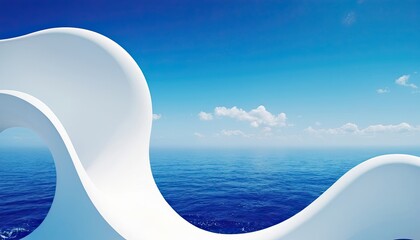 A white blue blue background with white waves in the style of rounded shapes. 11