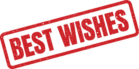 Distressed red best wishes rectangular rubber stamp design for cards and digital greetings © Mahmud