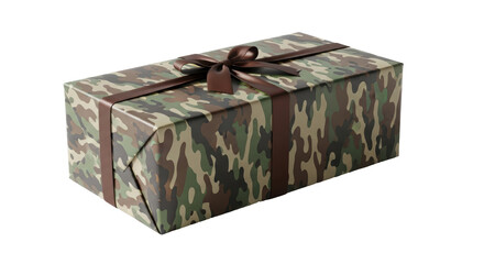 Isolated Camouflage Gift Box on White Background