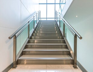 Modern Metal Staircase in Building